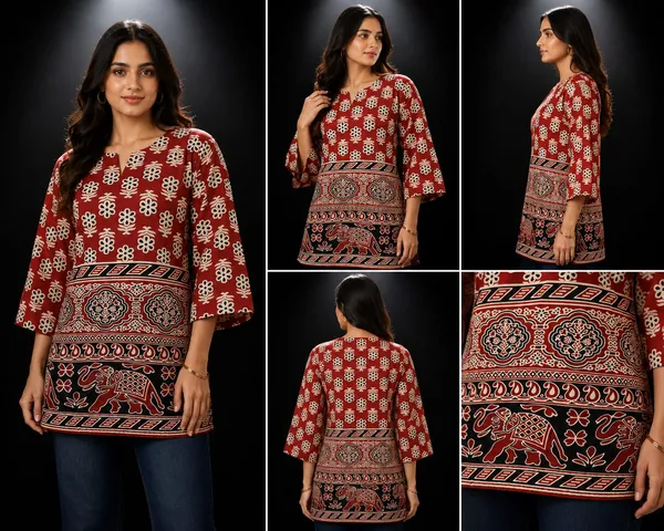 Marron_Ajrakh_short_kurti_cotton_