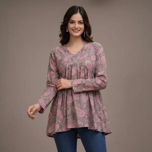 Mauve_Cotton_Short_Kurti_For_Women