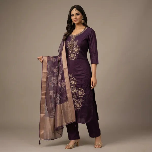 Purple_Silk_Kurta_Set_For_Women