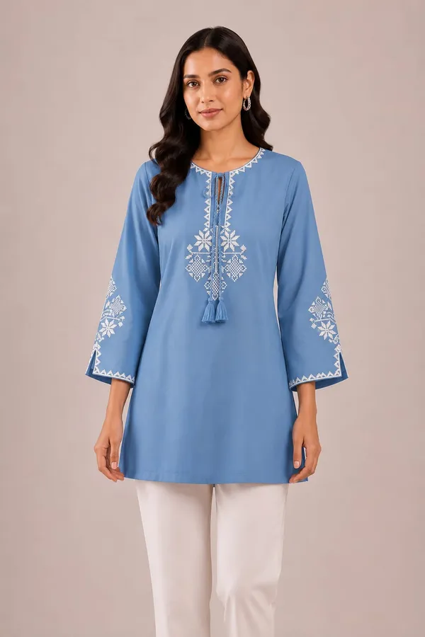 Short_kurti_with_embroidery_work_and_tassel_