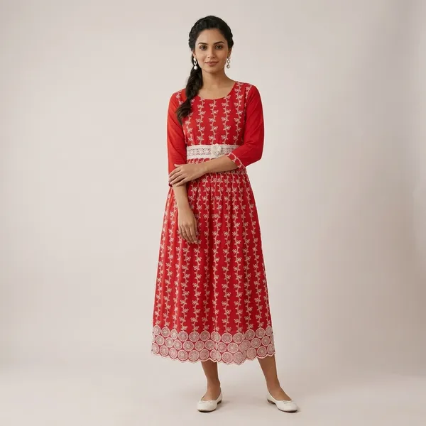 Red_Cotton_Midi_Dress_For_Women