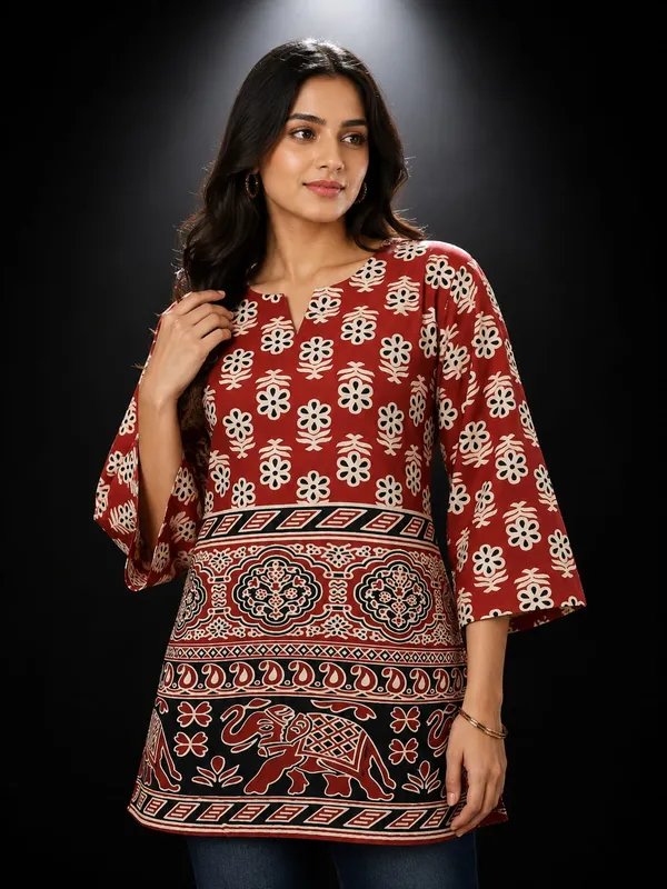 Black_Ajrak_Short_Kurti_For_Women