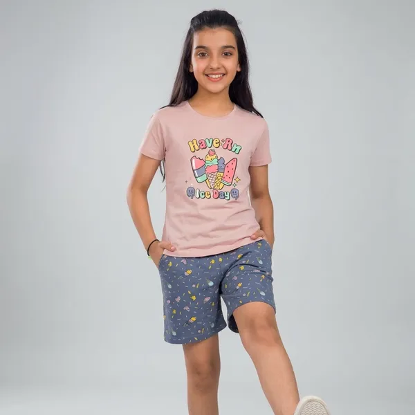 Pink_And_Grey_Hosiery_T-Shirt_And_Shorts_Set_For_Girls