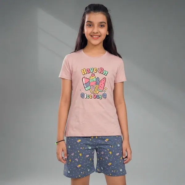Pink_And_Grey_Hosiery_T-Shirt_And_Shorts_Set_For_Girls