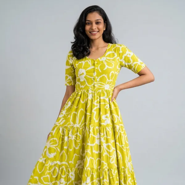 Yellow_Rayon_Cotton_Midi_Dress_For_Women