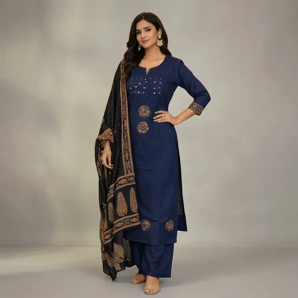 Navy_Blue_Cotton_Kurta_Palazzo_Set_For_Women