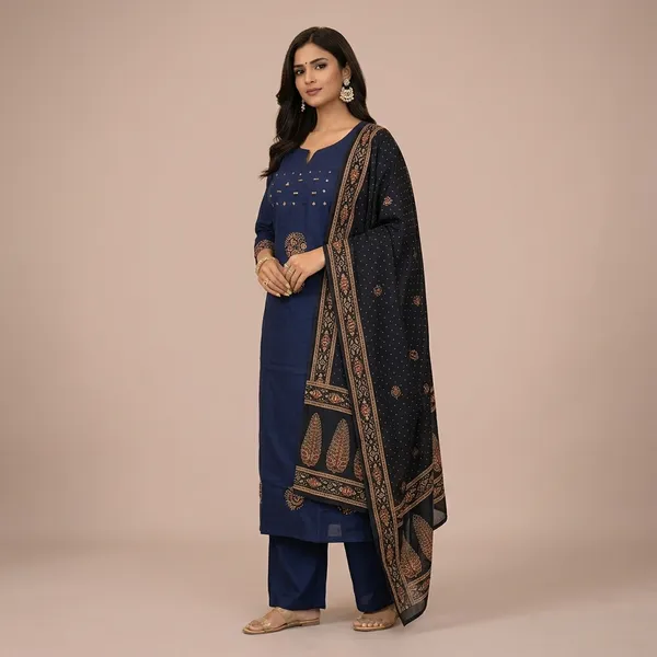 Navy_Blue_Cotton_Kurta_Palazzo_Set_For_Women