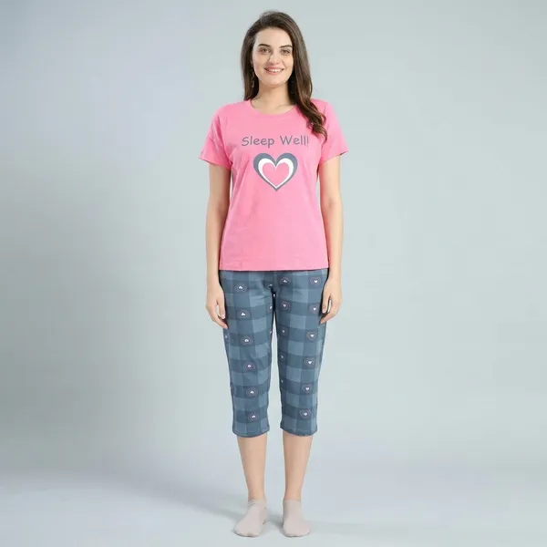 Pink_And_Grey_Hosiery_T-Shirt_And_Capri_Set_For_Women