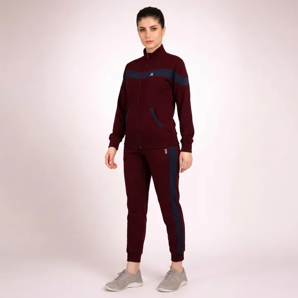 Maroon_And_Beige_Hosiery_Track_Suit_For_Women