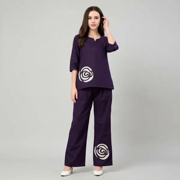 Purple_Cotton_With_Applique_Co-Ord_Set_For_Women