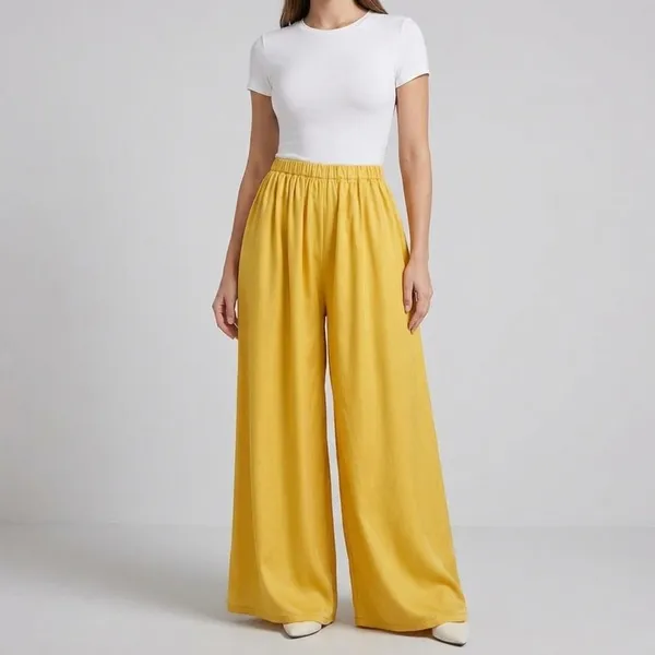 Yellow_Satin_Lycra_Palazzo_Pants_For_Women
