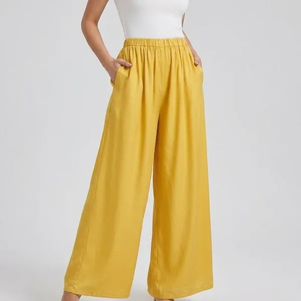 Yellow_Satin_Lycra_Palazzo_Pants_For_Women