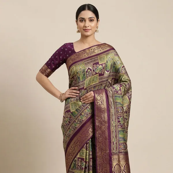 Multicolor_Ajrak_Silk_Saree_For_Women