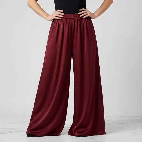 Maroon_Satin_Lycra_Palazzo_Pants_For_Women