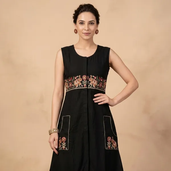 Black_Vatican_Silk_Kurta_Palazzo_Set_For_Women