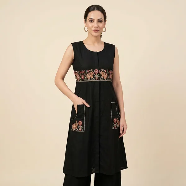 Black_Vatican_Silk_Kurta_Palazzo_Set_For_Women