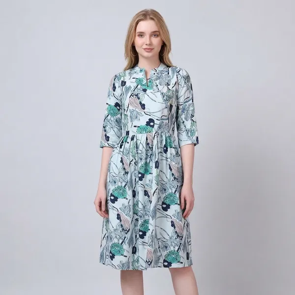 Multicolor_Chanderi_Midi_Dress_For_Women