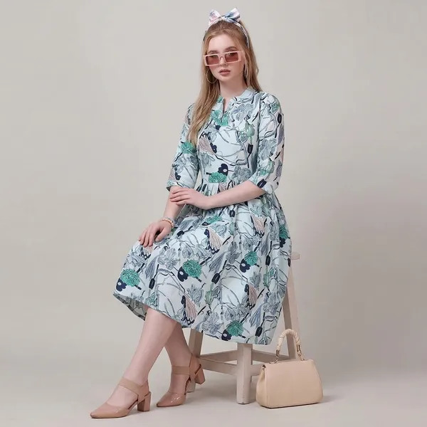 Multicolor_Chanderi_Midi_Dress_For_Women