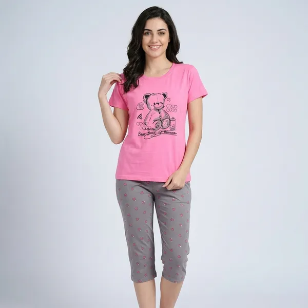 Pink_And_Grey_Hosiery_T-Shirt_And_Capri_Set_For_Women
