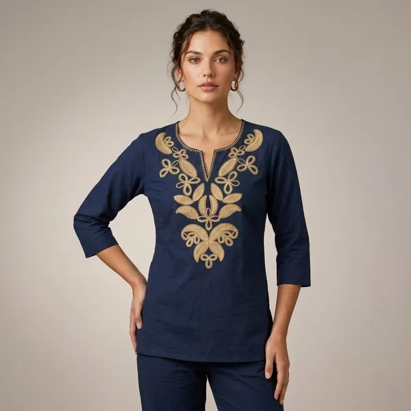 Navy_Blue_Cotton_Top_For_Women