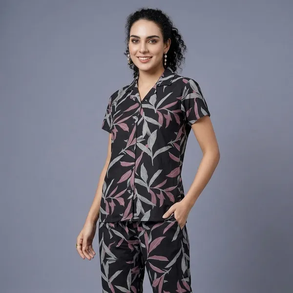 Black_Hosiery_Night_Suit_Set_For_Women