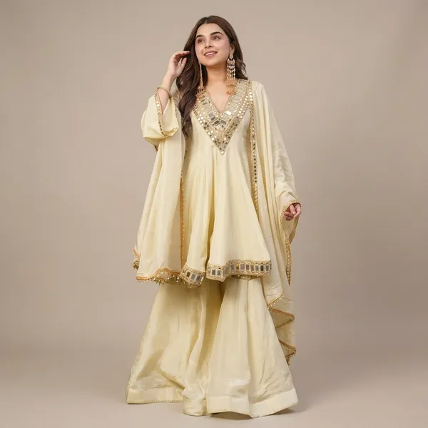 Cream_Silk_Sharara_Suit_For_Women