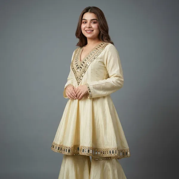 Cream_Silk_Sharara_Suit_For_Women