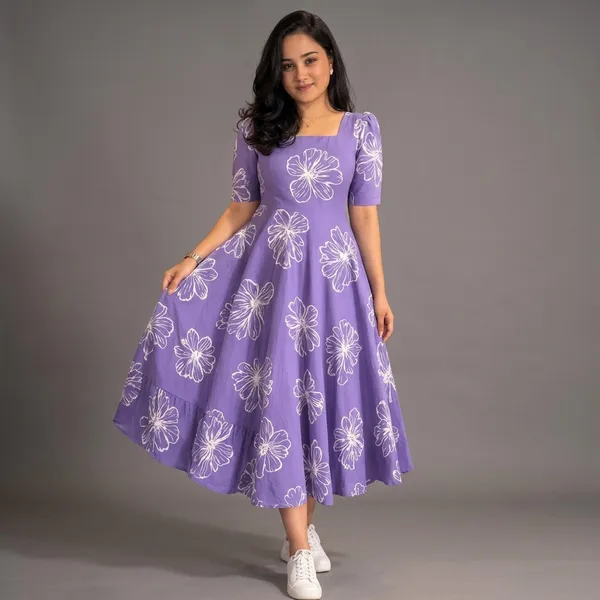 Purple_Rayon_Cotton_Midi_Dress_For_Women