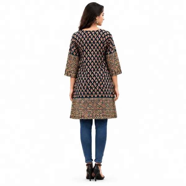 Navy_blue_Ajrakh_long_kurti_
