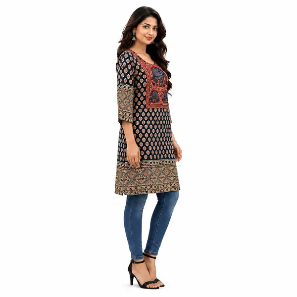 Navy_blue_Ajrakh_long_kurti_