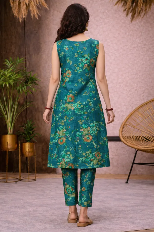 Green_Cotton_Straight_Floral_Print_Kurta_Set_For_Women