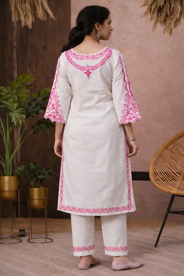 White_Cotton_Straight_Embroidered_Kurta_Set_For_Women