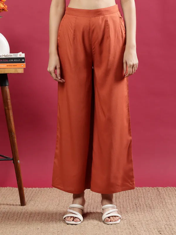 Orange_Premium_Cotton_Trousers_For_Women