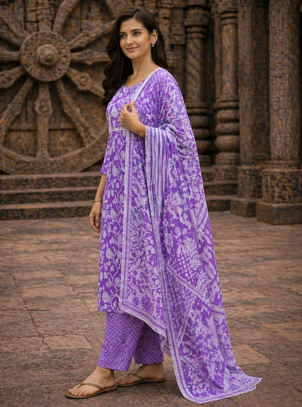 Purple_Rayon_Straight_Floral_Print_Kurta_Set_For_Women