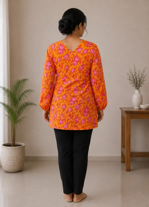 Orange_Premium_Rayon_Top_For_Women