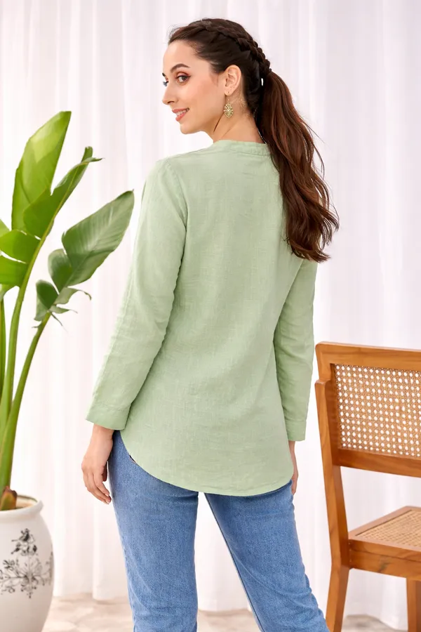 Light_Green_Cotton_Straight_Textured_Kurta_For_Women