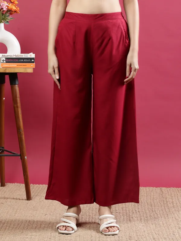 Red_Premium_Cotton_Trousers_For_Women