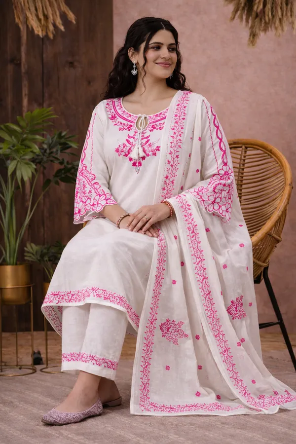 White_Cotton_Straight_Embroidered_Kurta_Set_For_Women