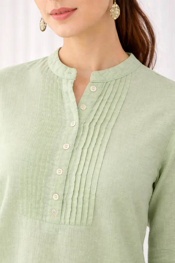 Light_Green_Cotton_Straight_Textured_Kurta_For_Women