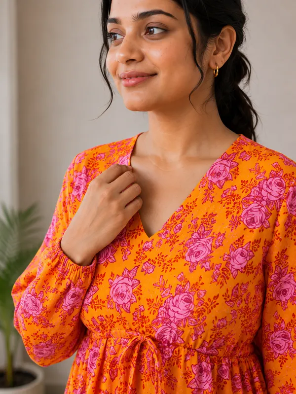 Orange_Premium_Rayon_Top_For_Women