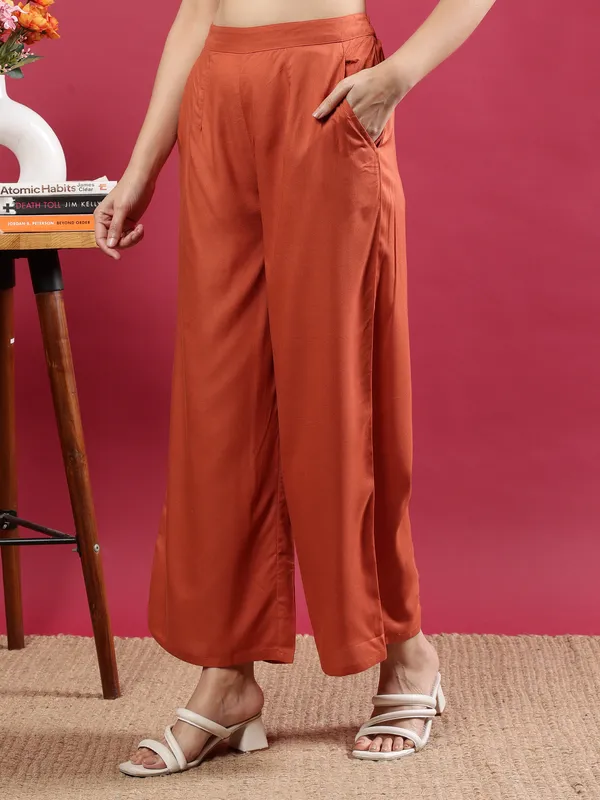Orange_Premium_Cotton_Trousers_For_Women