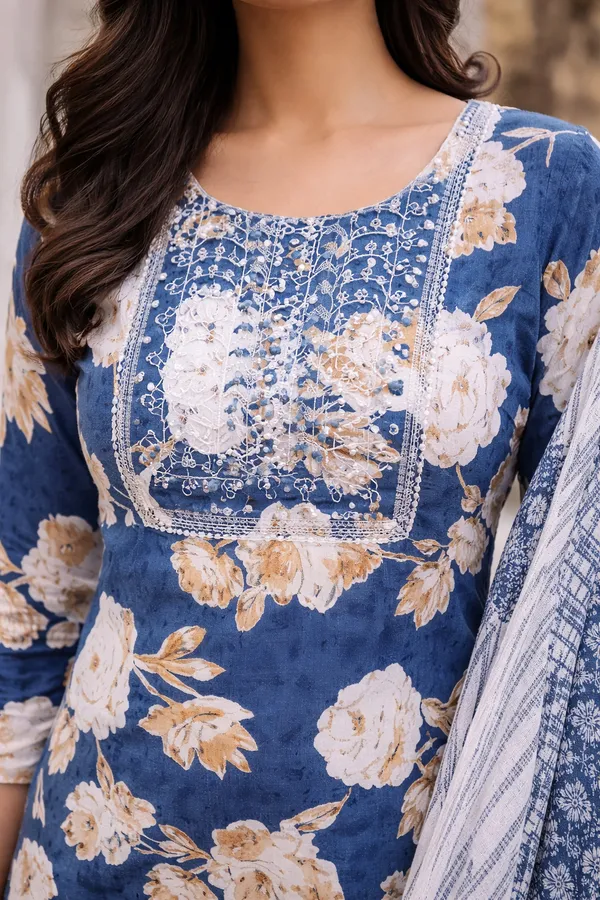 Blue_Rayon_Straight_Floral_Print_Kurta_Set_For_Women