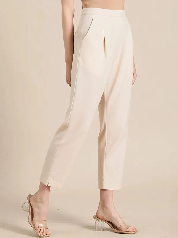 Cream_Premium_Cotton_Trousers_For_Women