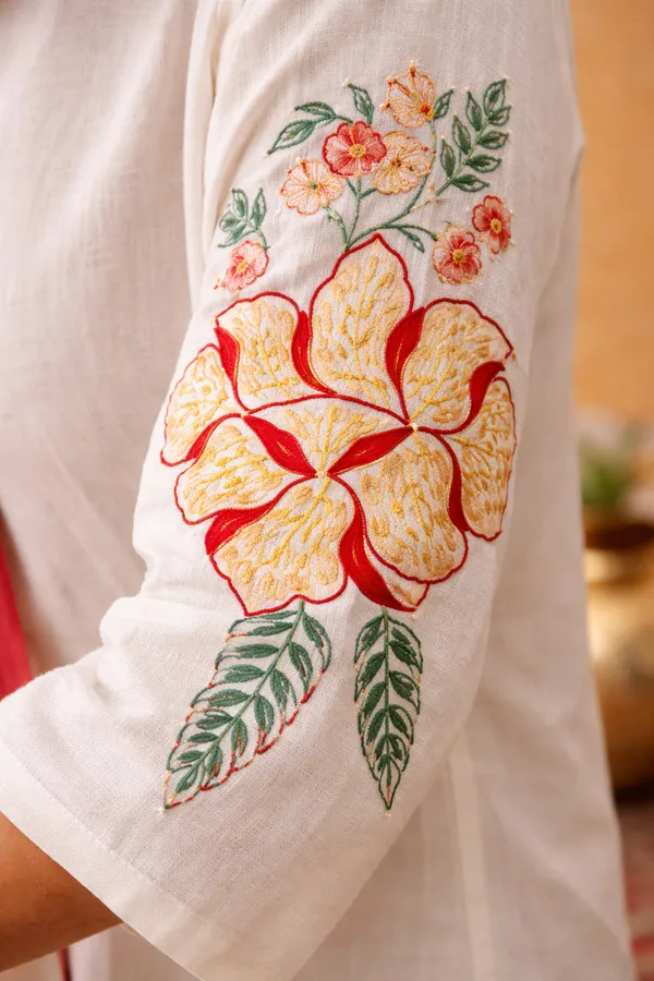 White_Cotton_Straight_Floral_Embroidered_Kurta_Set_For_Women