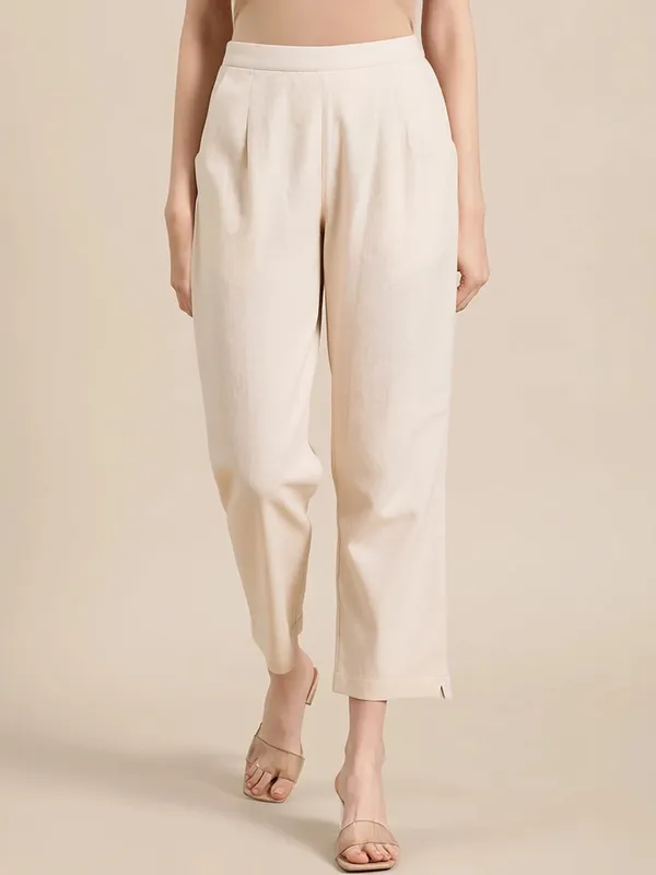 Cream_Premium_Cotton_Trousers_For_Women