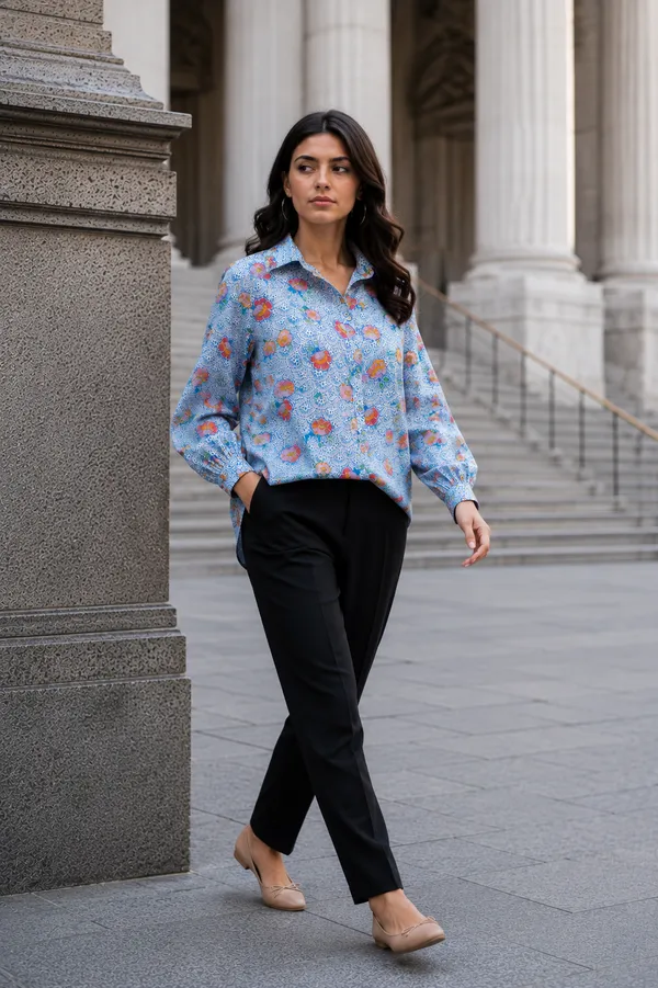 Blue_Premium_Rayon_Shirt_For_Women