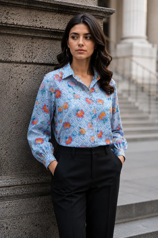 Blue_Premium_Rayon_Shirt_For_Women