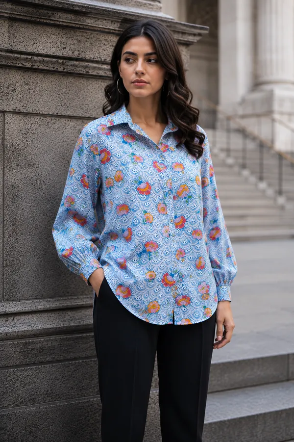 Blue_Premium_Rayon_Shirt_For_Women