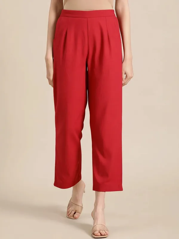 Red_Premium_Cotton_Trousers_For_Women