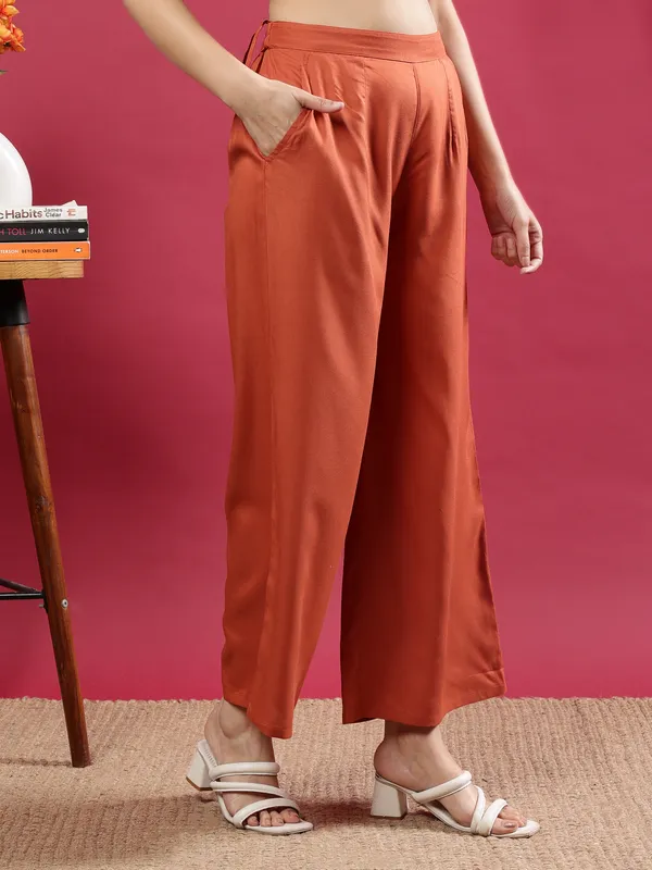 Orange_Premium_Cotton_Trousers_For_Women